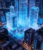  未来感科技城市建筑群655#竖屏 	 