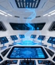  未来科幻飞船驾驶舱内景5912#竖屏 	 