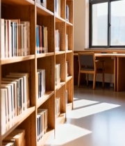  图书馆内书架桌椅场景(2)6059#竖屏 	 