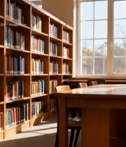  图书馆内书架桌椅场景(4)7579#竖屏 	 