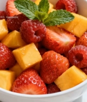  碗装新鲜草莓树莓芒果素材6221#竖屏 	 