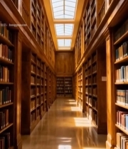  图书馆书架长廊与天窗景观6884#竖屏 	 