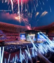  体育场晚会烟花绽放场景1749#竖屏 	 