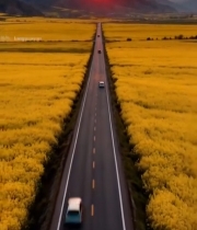  田野公路日落风光427#竖屏 	 