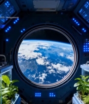 太空舱内透过舷窗看地球7628#竖屏 	 