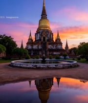  泰国佛塔黄昏全景(1)6079#竖屏 	 