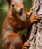  松鼠攀爬树干特写(1)4671#竖屏 	 