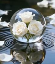  水中玻璃球内白玫瑰素材3360#竖屏 	 