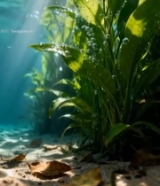  水下阳光照射水草场景3215#竖屏 	 