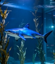  水族馆内鲨鱼游动画面7418#竖屏 	 