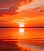  水面日落自然风景素材5108#竖屏 	 