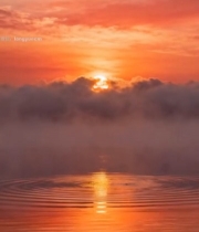  水面上的日出景象590#竖屏 	 