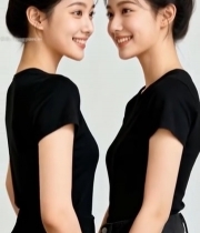  双生美女微笑特写6417#竖屏 	 