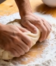  双手揉面团特写画面4537#竖屏 	 