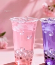  双色珍珠奶茶饮品特写4819#竖屏 	 