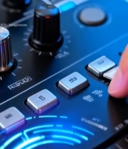  手指按下混音器红色按钮1737#竖屏 	 