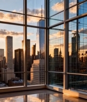  室内透过玻璃俯瞰城市建筑群4714#竖屏 	 
