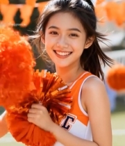  手持花球微笑的青春啦啦队员5011#竖屏 	 