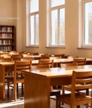  室内图书馆桌椅书架素材1337#竖屏 	 