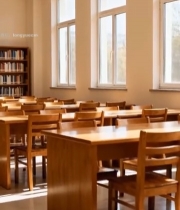  室内图书馆桌椅书架素材1337#竖屏 	 