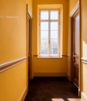  室内黄色走廊及木门素材5945#竖屏 	 