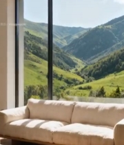  室内客厅窗外山景素材6138#竖屏 	 