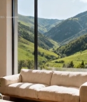  室内客厅窗外山景素材6138#竖屏 	 