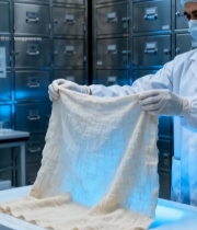  实验室人员检查布料材质7621#竖屏 	 