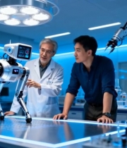  实验室医生研究机器人素材(1)5105#竖屏 	 