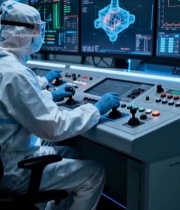  实验室人员操作监控设备画面5489#竖屏 	 