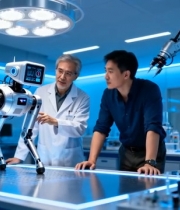  实验室医生研究机器人素材(1)5105#竖屏 	 