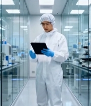  实验室科研人员使用平板电脑2470#竖屏 	 