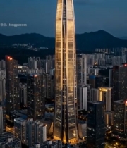  深圳摩天大楼夜景鸟瞰6559#竖屏 	 