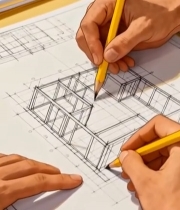  设计师手绘建筑草图1508#竖屏 	 