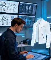  设计师操作平板设计虚拟服装4666#竖屏 	 