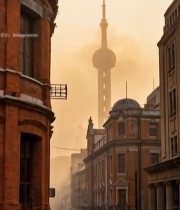  上海街道与东方明珠远景画面7165#竖屏 	 