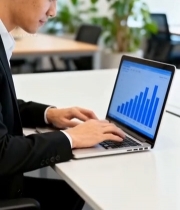  商务人士办公室使用笔记本电脑106#竖屏 	 