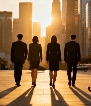  商务人士城市中逆光行走6655#竖屏 	 