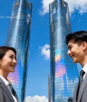  商务人士户外握手场景6463#竖屏 	 