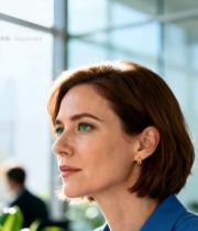  商务女性办公侧影6074#竖屏 	 