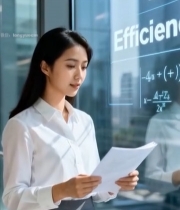  商务女性手持文件办公场景144#竖屏 	 