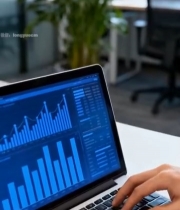  商务人士办公操作笔记本电脑2623#竖屏 	 