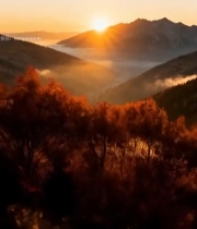  山间日出自然风光素材3691#竖屏 	 