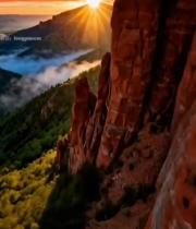  山间日出自然风光5303#竖屏 	 