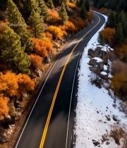  山间森林中的蜿蜒公路6391#竖屏 	 