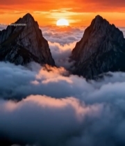  山峰云海日出自然景观(1)4310#竖屏 	 