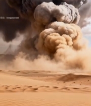 沙漠中升腾的烟雾景观3269#竖屏 	 
