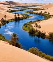  沙漠中蜿蜒河流自然风光3185#竖屏 	 