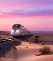  沙漠中行驶的高铁列车7440#竖屏 	 