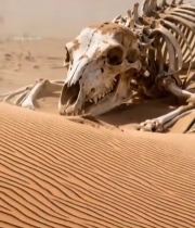  沙漠中动物骨骼特写(1)3146#竖屏 	 
